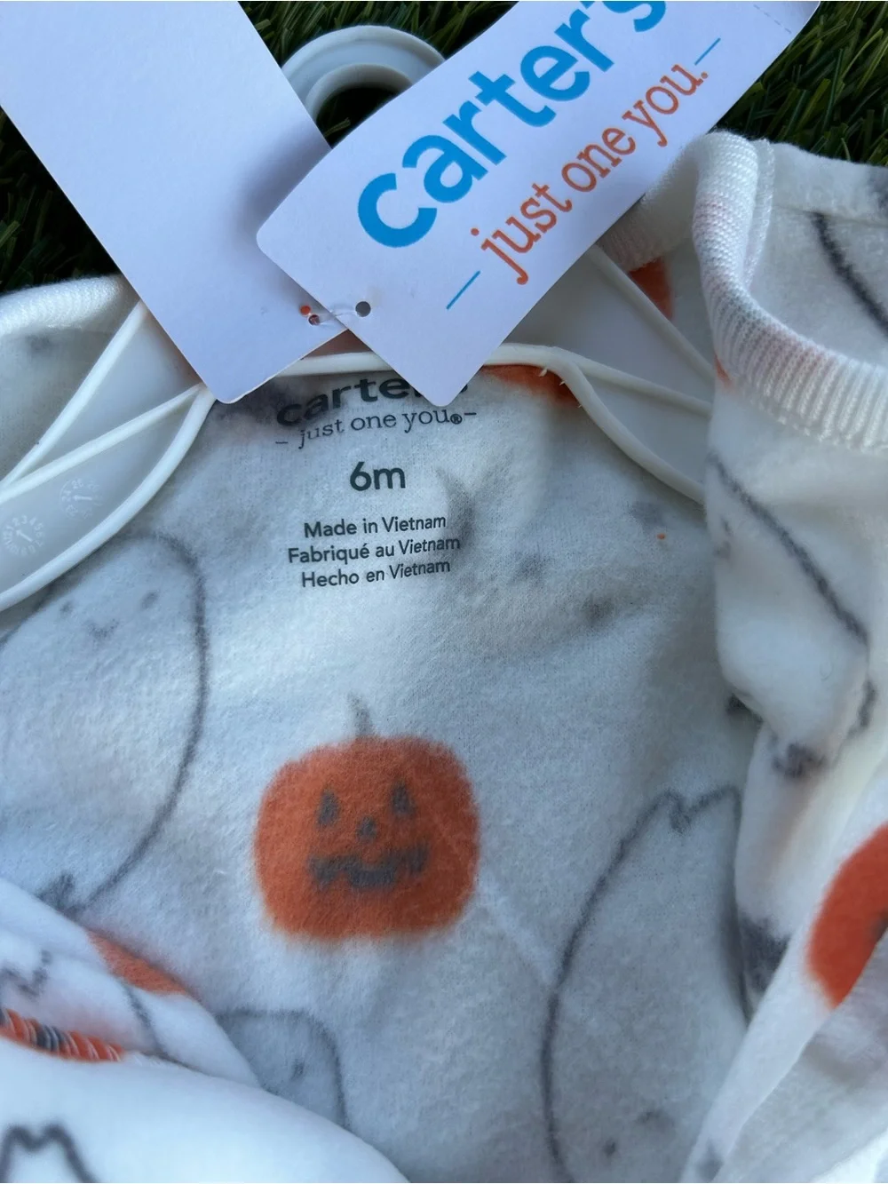 Cartier White Halloween Ghost & Orange Pumpkin Printed Sleep Sack